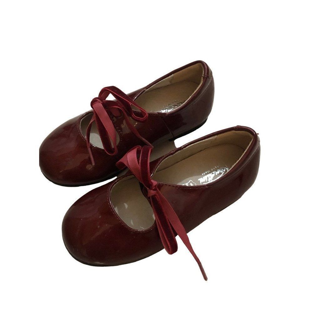 Venettini Girl’s Patent Leather Burgundy Mary Janes Toddler Shoes 24 EU
